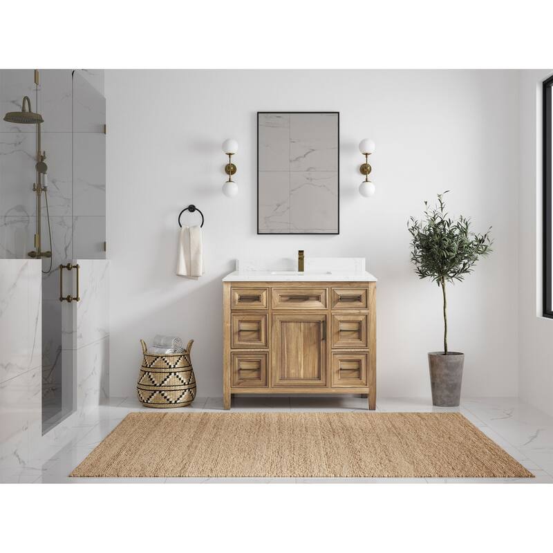 Willow Collections 42 in. W x 22 in. D Santa Monica Teak Single Sink Bathroom Vanity with Countertop