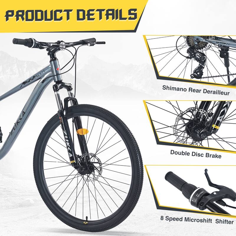 Unisex Mountain Bike - Front Suspension, Steel Frame, Multiple Speeds - 29