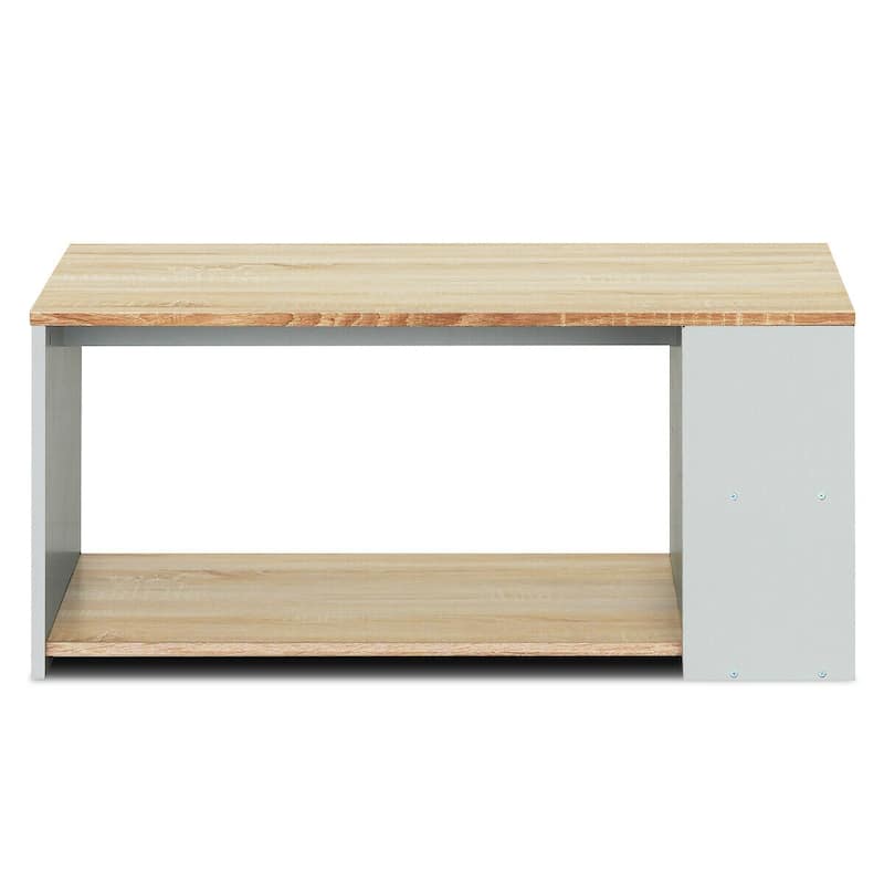 Gymax 2-Tier Coffee Table Sofa Side Table w/ 2 Storage Shelves Living - 35'' X 23'' X 16''