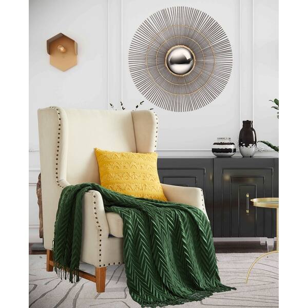 Chic Home Augustus 1 Piece Ruched ZigZag Pattern With Tassels Throw