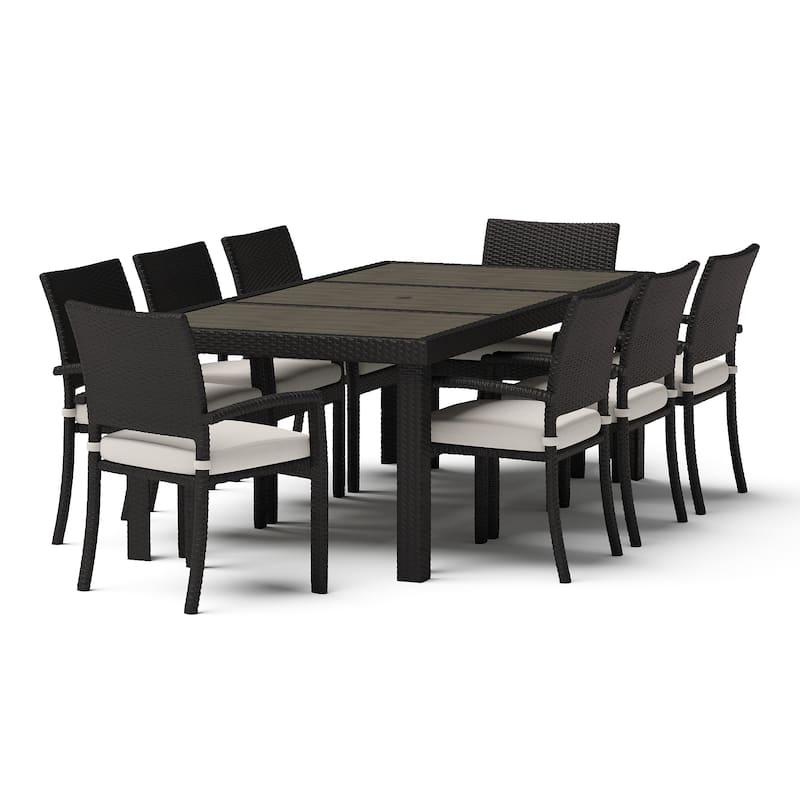 Portofino Comfort 17 Piece Sunbrella Outdoor Patio Motion Seating & Dining Set With Fire Table
