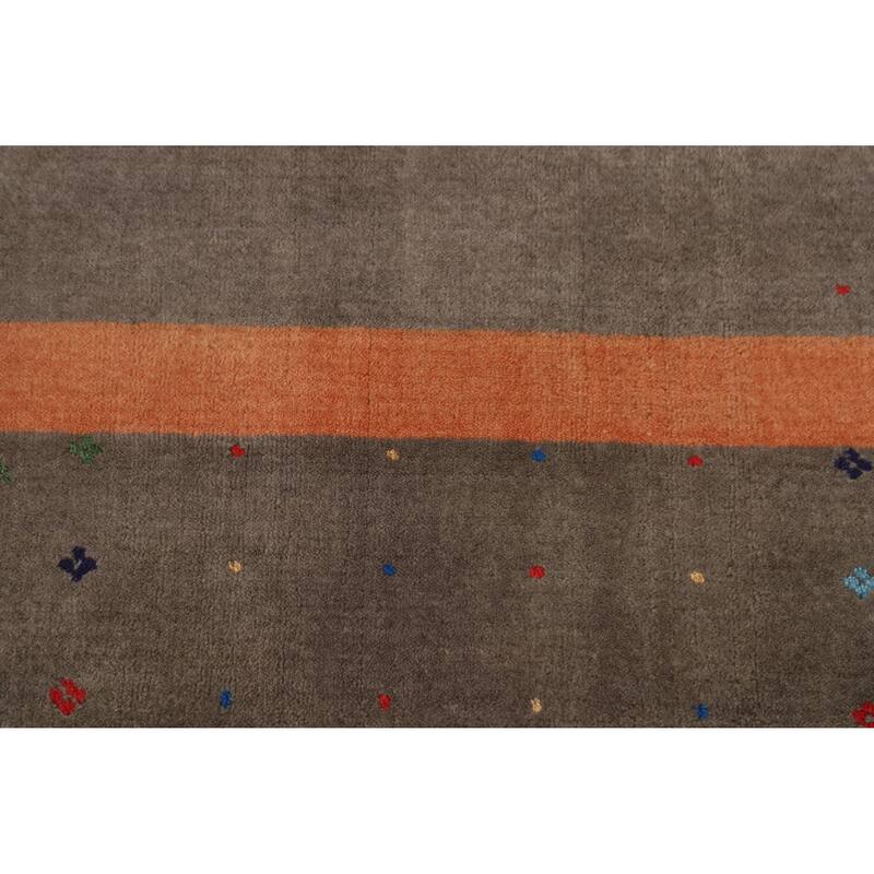 Hand Knotted Oriental 100% Wool Carpet Tribal Tribal Brown Gabbeh Area Rug - 9' 10'' X 8' 1''