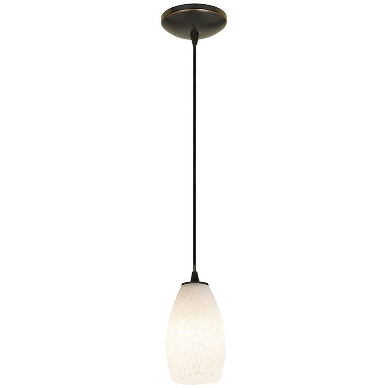 Access Lighting Champagne Bronze Cord Pendant with White Stone Shade