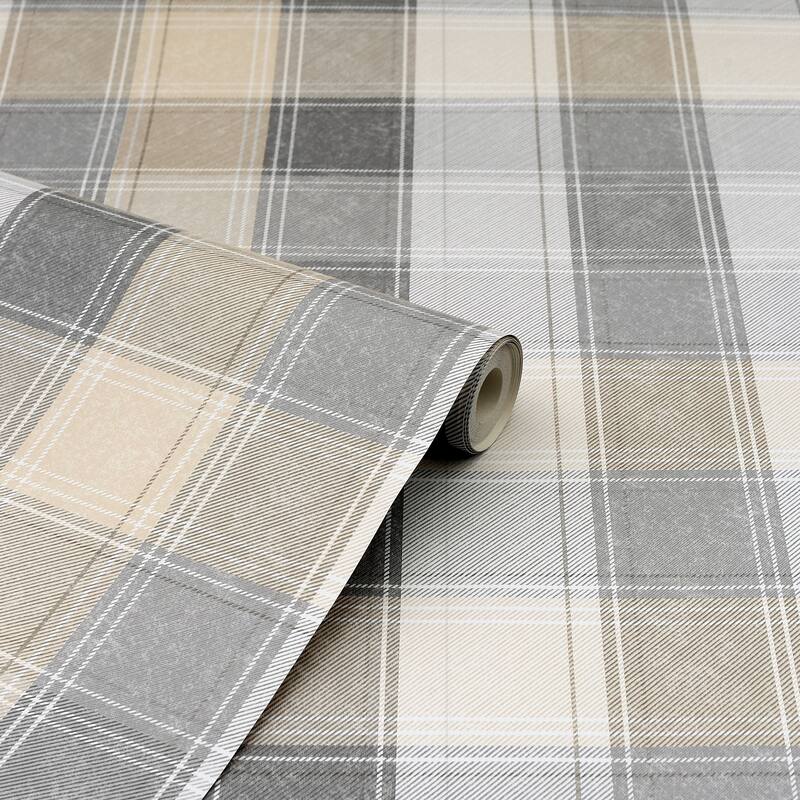 Arthouse Geraldine Grey Plaid Wallpaper