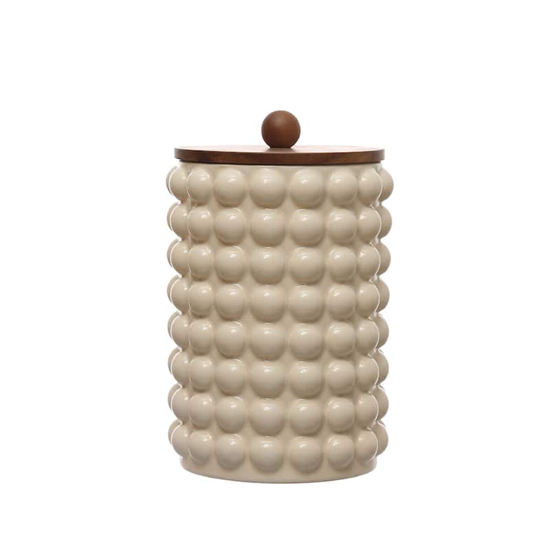 Stoneware Canister with Raised Dots and Lid
