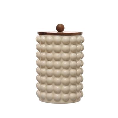 Stoneware Canister with Raised Dots and Lid