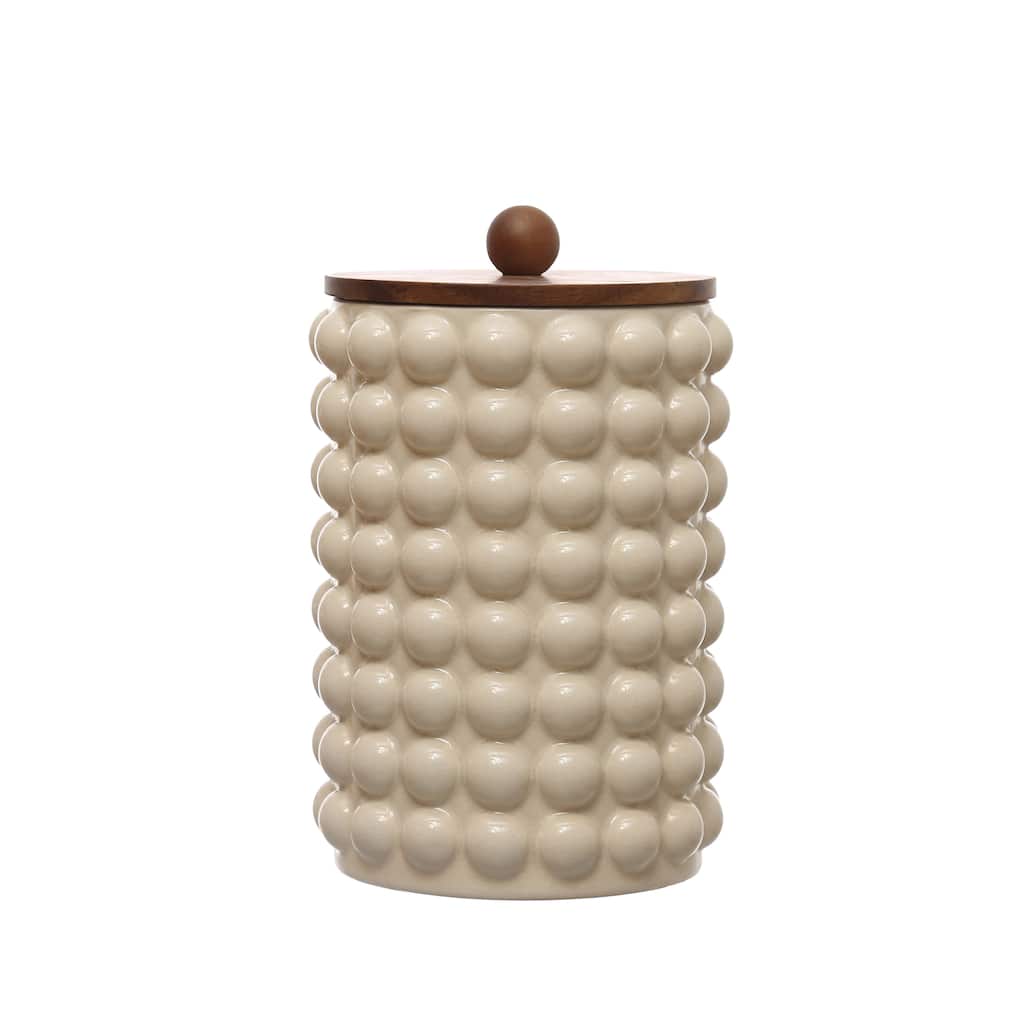 Stoneware Canister with Raised Dots and Lid