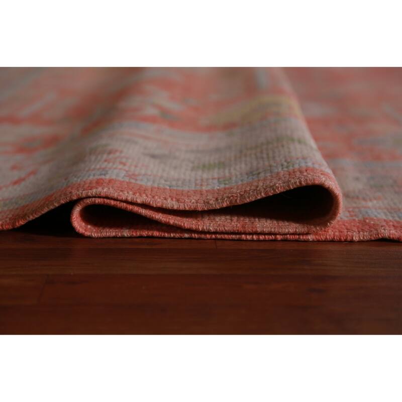 Hand Knotted Oriental 100% Wool Carpet Transitional All-Over Oranges & Rust Oushak Area Rug - 9' 11'' X 8' 1''