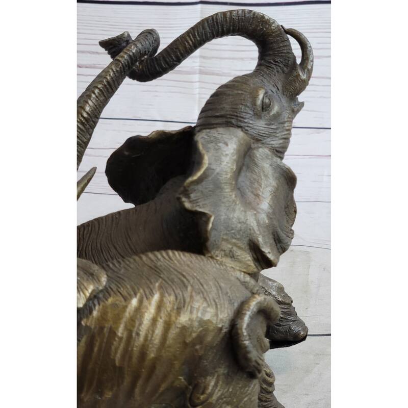 Baby Elephants Playing Hot Cast Bronze Metal Figurine Sculpture Statue Decor