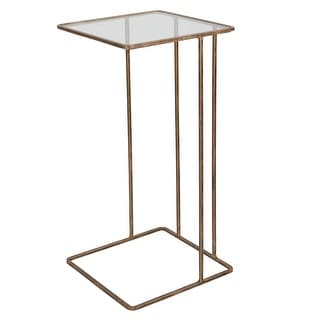 24" Antique Gold and Clear Contemporary Side Table