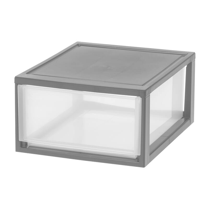 IRIS USA® Stacking Drawer 29.5 Qt - Gray - Set of 2