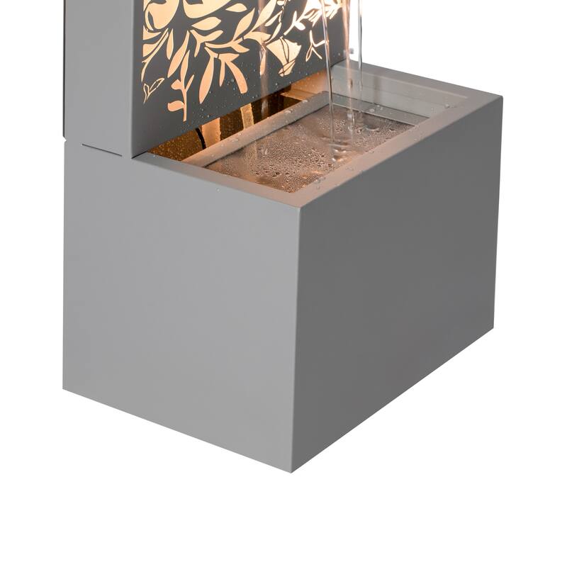 Christopher Knight Home - Modern 30.71"H Metal Water Wall Fountain with LED Lights & Leaf Cutout Design