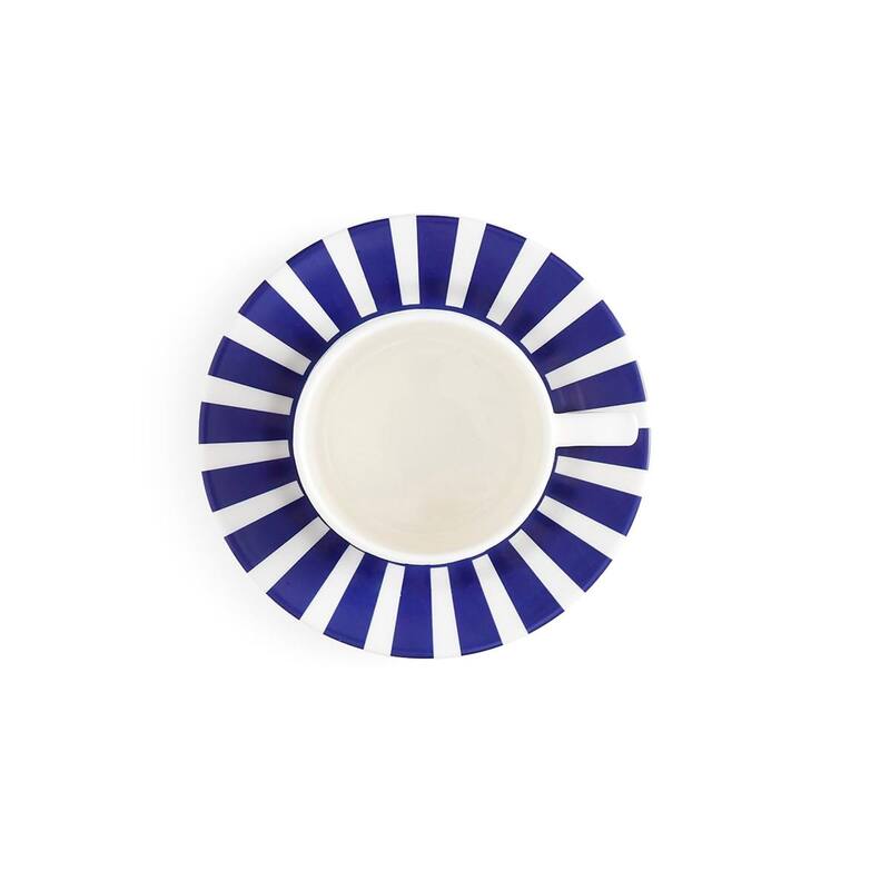 Spode Set of 4 Steccato Narrow Stripe Teacups and Saucers - 9 oz