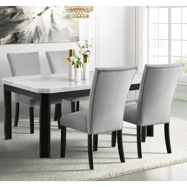 Cambridge Solano Dining 5 Piece Set with Marble Tabletop and 4