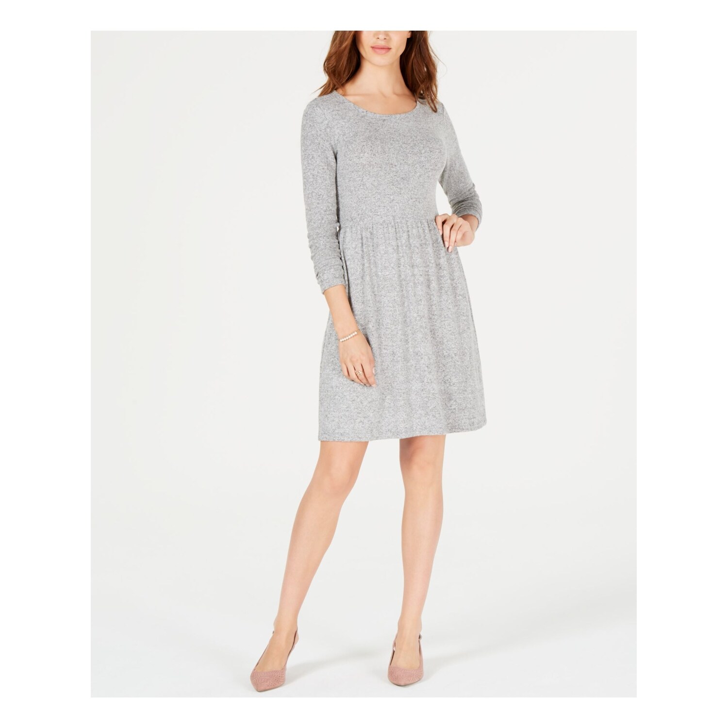 Shop Maison Jules Gray Long Sleeve Knee Length Dress Size S On
