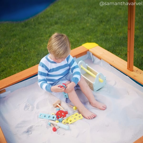 slide 2 of 7, Teamson Kids - Outdoor Summer Sand Box - Wood / Blue Kids