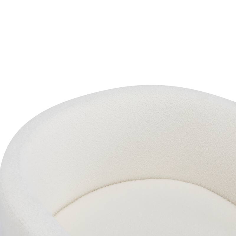 Upholstered Dining Chairs Set of 2, White Boucle Fabric Armchairs with Rubber Wood Frame, Modern Accent Chair