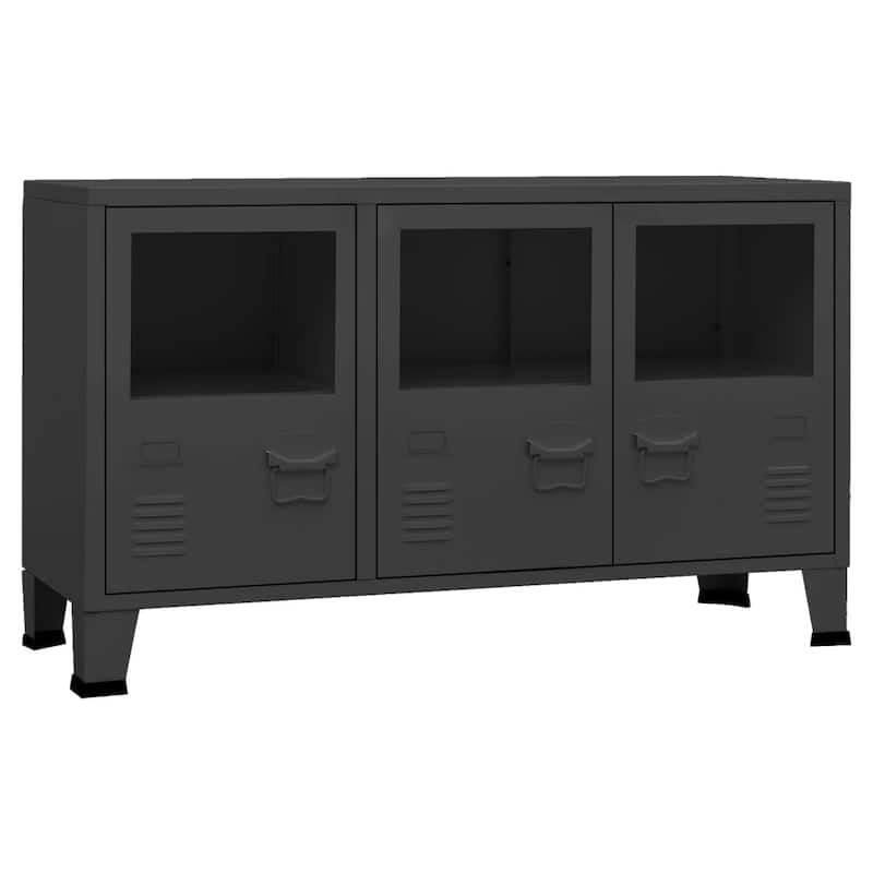 vidaXL Sideboard Industrial Storage Cabinet for Living Room Metal and Glass - 41.3" x 13.8" x 24.4"