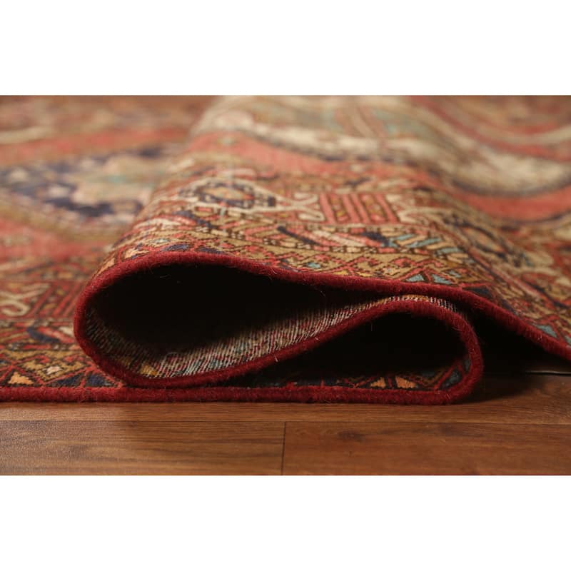Hand Knotted Oriental 100% Wool Carpet Traditional Geometric Oranges & Rust Bakhtiari Area Rug - 10' 7'' X 4' 6''