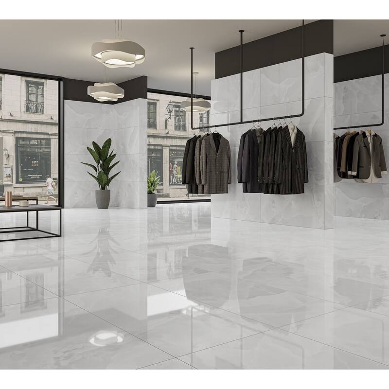 Industry Tile 24x48 Onyx White polished porcelain tile