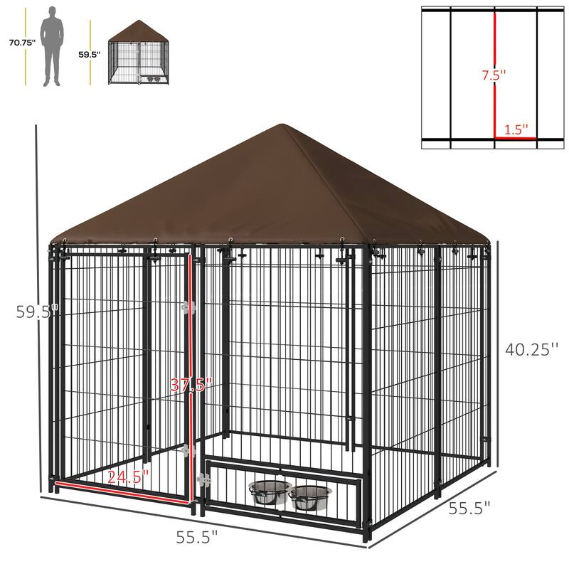 PawHut Outdoor Dog Kennel, 4.6' x 4.6' x 5' Puppy Play Pen