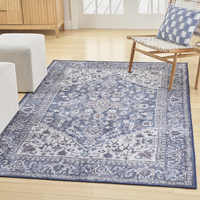 Quzaw Power Loomed Distressed Floral Area Rug By HomeRoots - 8' x 10'