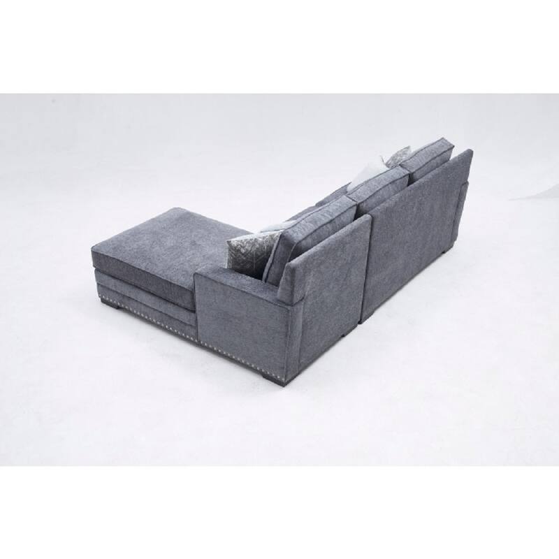 Classic Upholstered Sectional Sofa Couch with Right-Facing Chaise