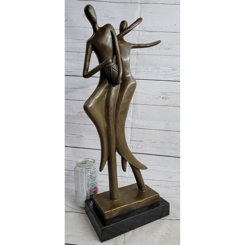 Contemporary Modern Art Bronze Statue Sculpture Of Dancing Couple Romance Figurative