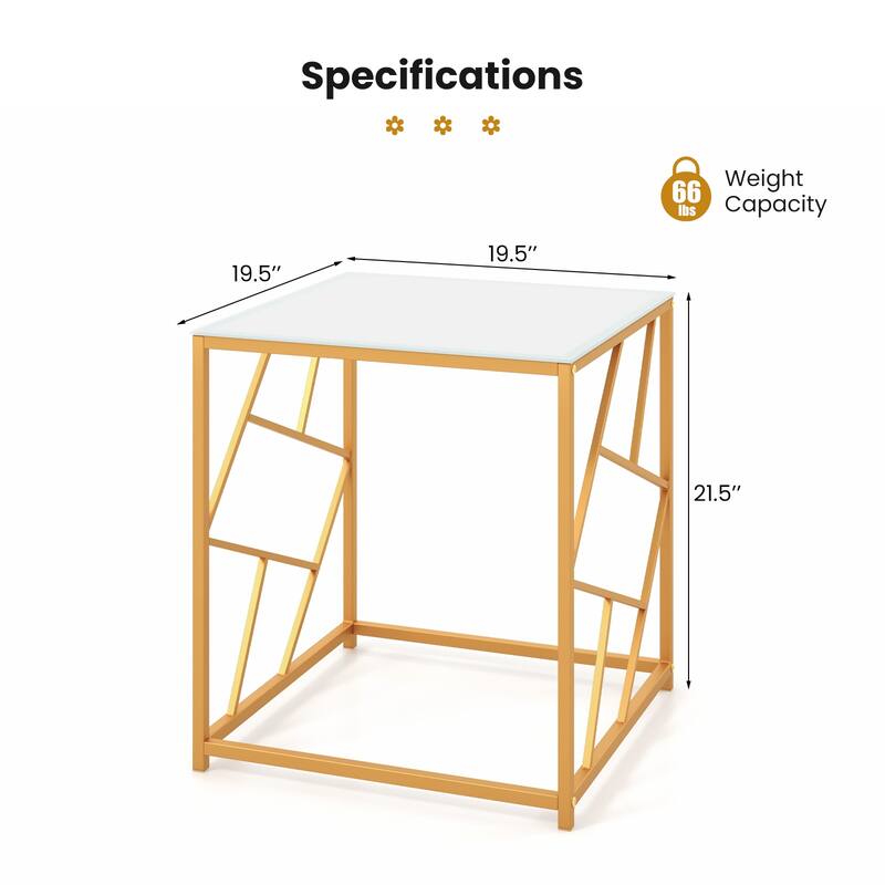 Costway 19.5'' Side Table Square Bedside Sofa Accent Coffee Table with