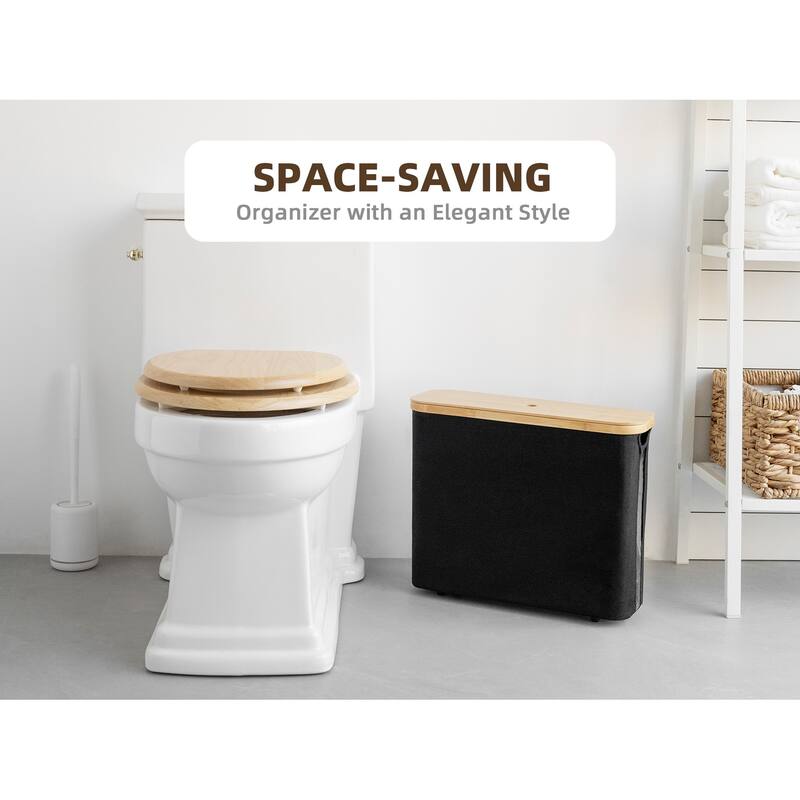 Freestanding Toilet Paper Holder for 9 Mega Rolls, Bathroom Storage Basket With Side Window - 17.5"L x 6"W x 13.75"H