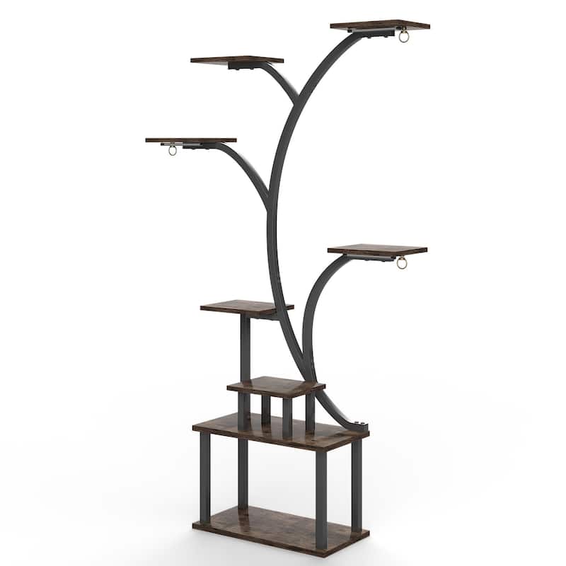 VECELO Indoor Plant Stand with Grow Lights 4 Styles 6/7/9 Shelves Adjustable Timer & Brightness Decorative Rack for Living Room