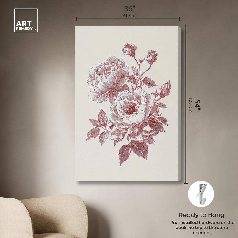 Breezy Red Pencil Blooms Canvas by Art Remedy, Gallery Wrapped