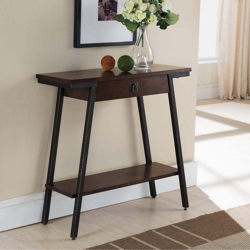 Leick Home Empiria Wood Console Table with Drawer and Metal Frame