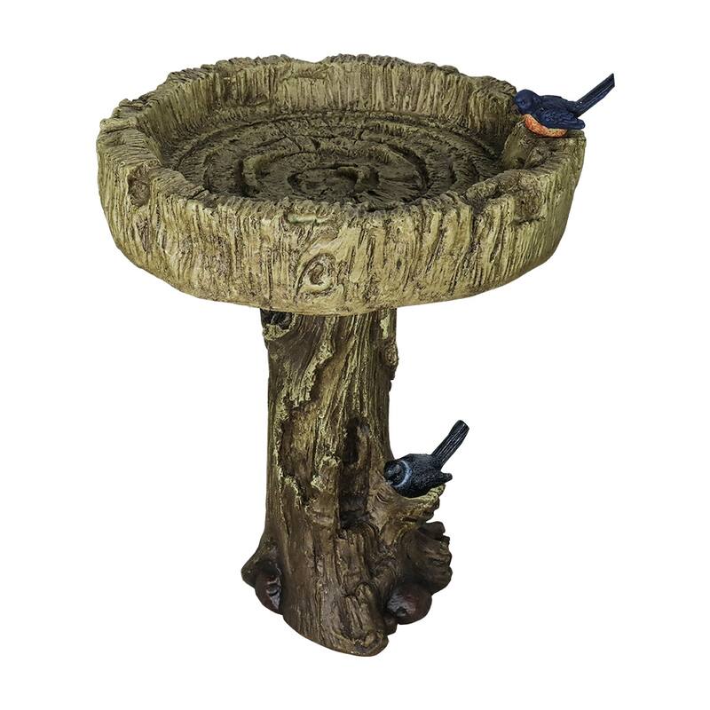 24.2 in H Concrete Bird Bath for Outdoor - Pedestal Tree Like Birdbath