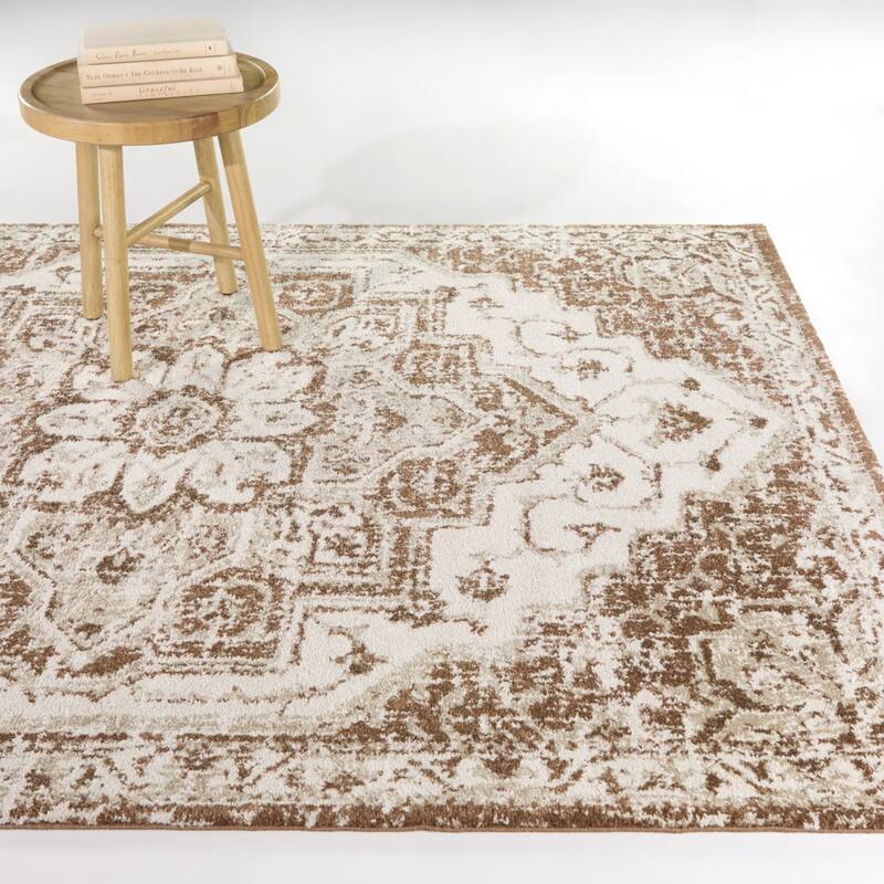 Zolina Persian Medallion Area Rug - 7'10" x 10' - Brown - Rectangle