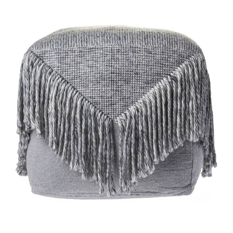 HomeRoots 18" Gray Wool Ottoman