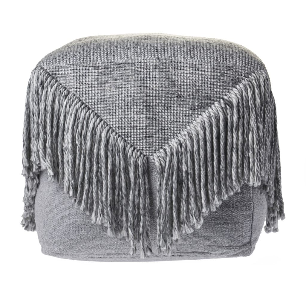 HomeRoots 18" Gray Wool Ottoman