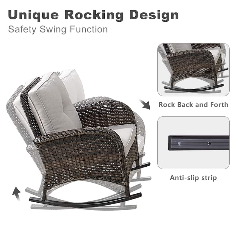 High Back Rocking Chair Outdoor with Cushion