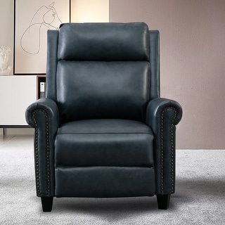 Navy Genuine Leather Manual Recliner for Small Spaces - Bed Bath ...