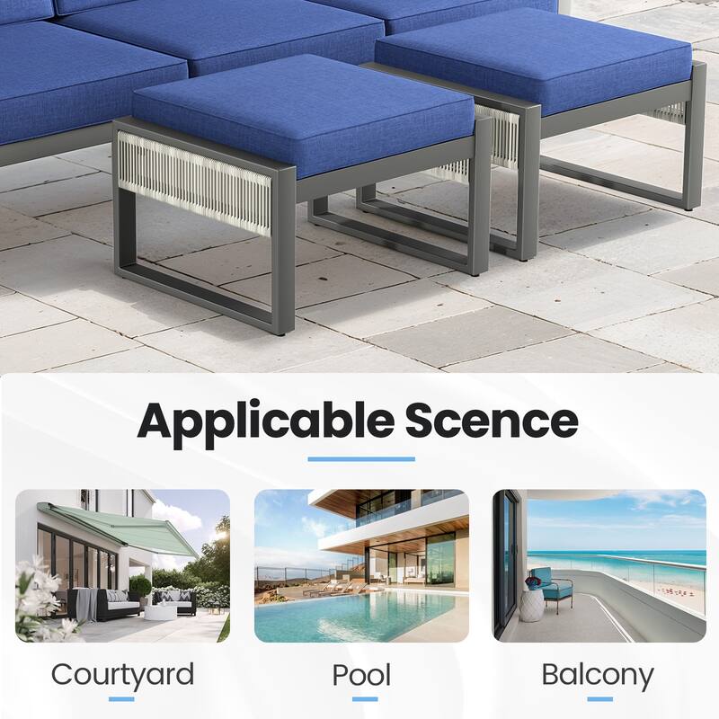 All-Weather Wicker Outdoor Ottomans PE Rattan Ottomans