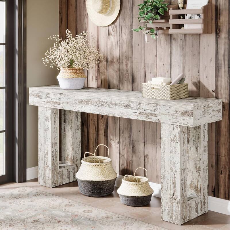 63" Wooden Console Table, Rectangular Sofa Table for Behind Couch, Entryway, HallwayLiving Room