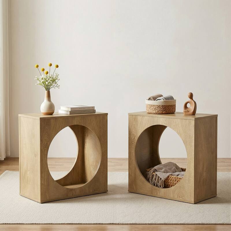 End Table for Living Room, Modern Side Table with Storage Shelf, Bedside Nightstand for Living Room, Bedroom