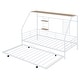 preview thumbnail 20 of 18, White Twin Size Metal House Bed with Trundle and Roof for Kids' Rooms