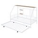 preview thumbnail 20 of 18, White Twin Size Metal House Bed with Trundle and Roof