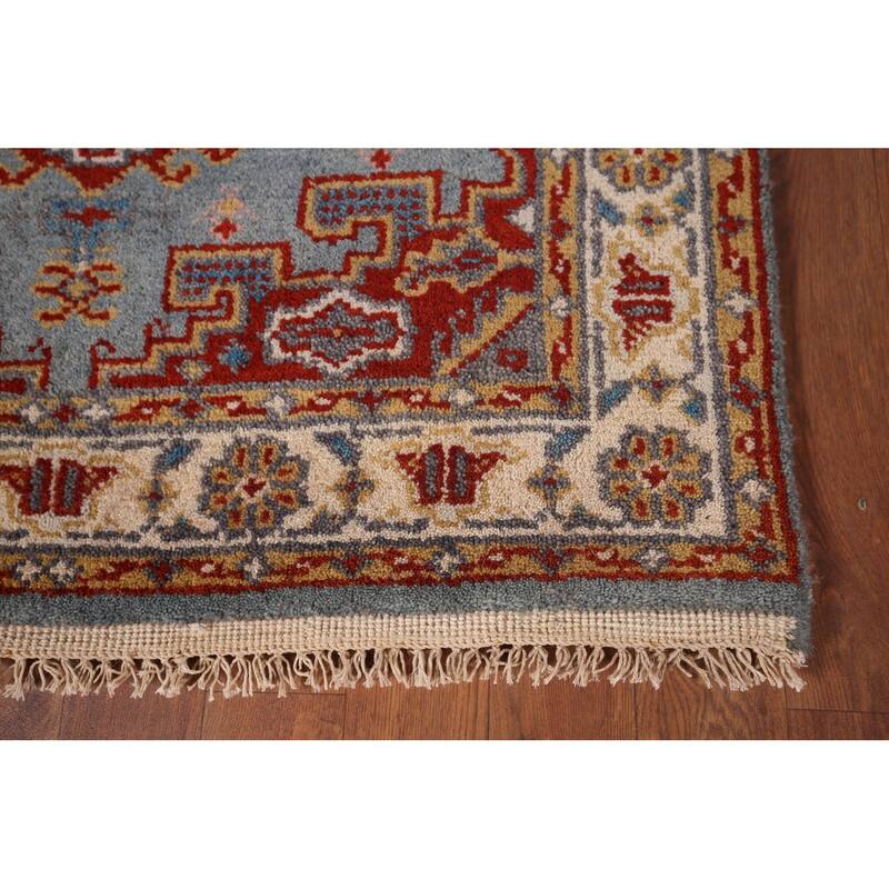 Blue Geometric Viss Oriental Accent Rug Hand-Knotted Wool Carpet - 2'11"x 5'3"