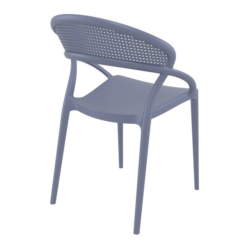 32.25" Gray Mesh Outdoor Patio Round Dining Chair