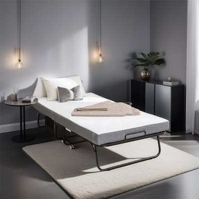Folding Bed with Mattress, SPortable Foldable Bed with Storage Cover