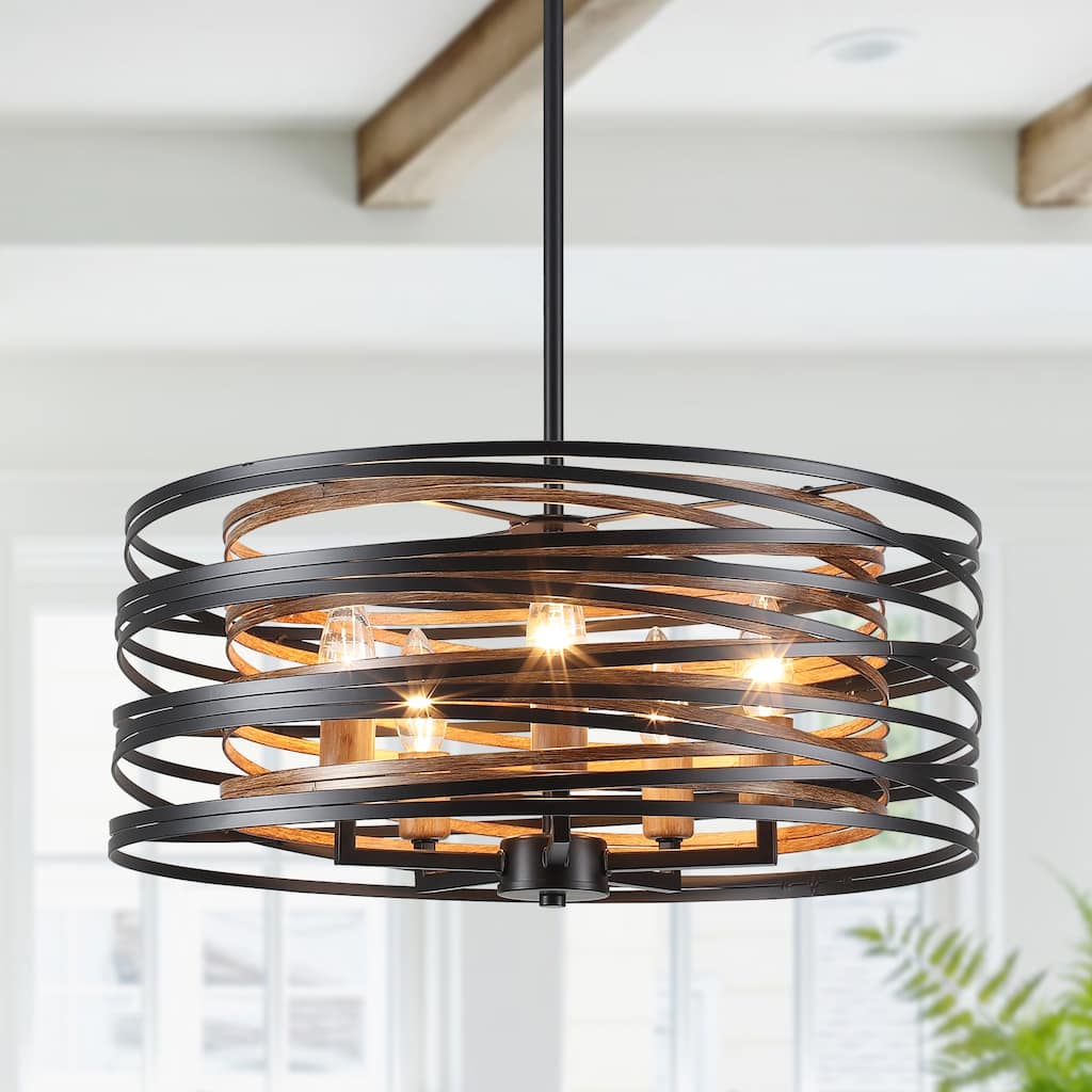 5-Light Drum Pendant Light for Kitchen and Dining Room