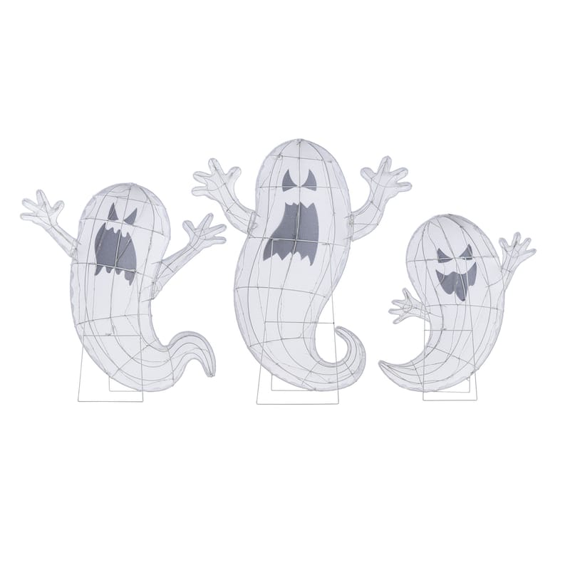 Glitzhome 3ft Lighted Halloween Ghosts Family Outdoor Décor with Warm white LEDs