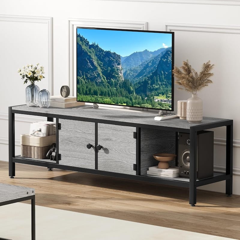 TV Stand for 58 Inch TV Entertainment Center Fits Up to 70 Inch TVs for Living Room - N/A - Grey